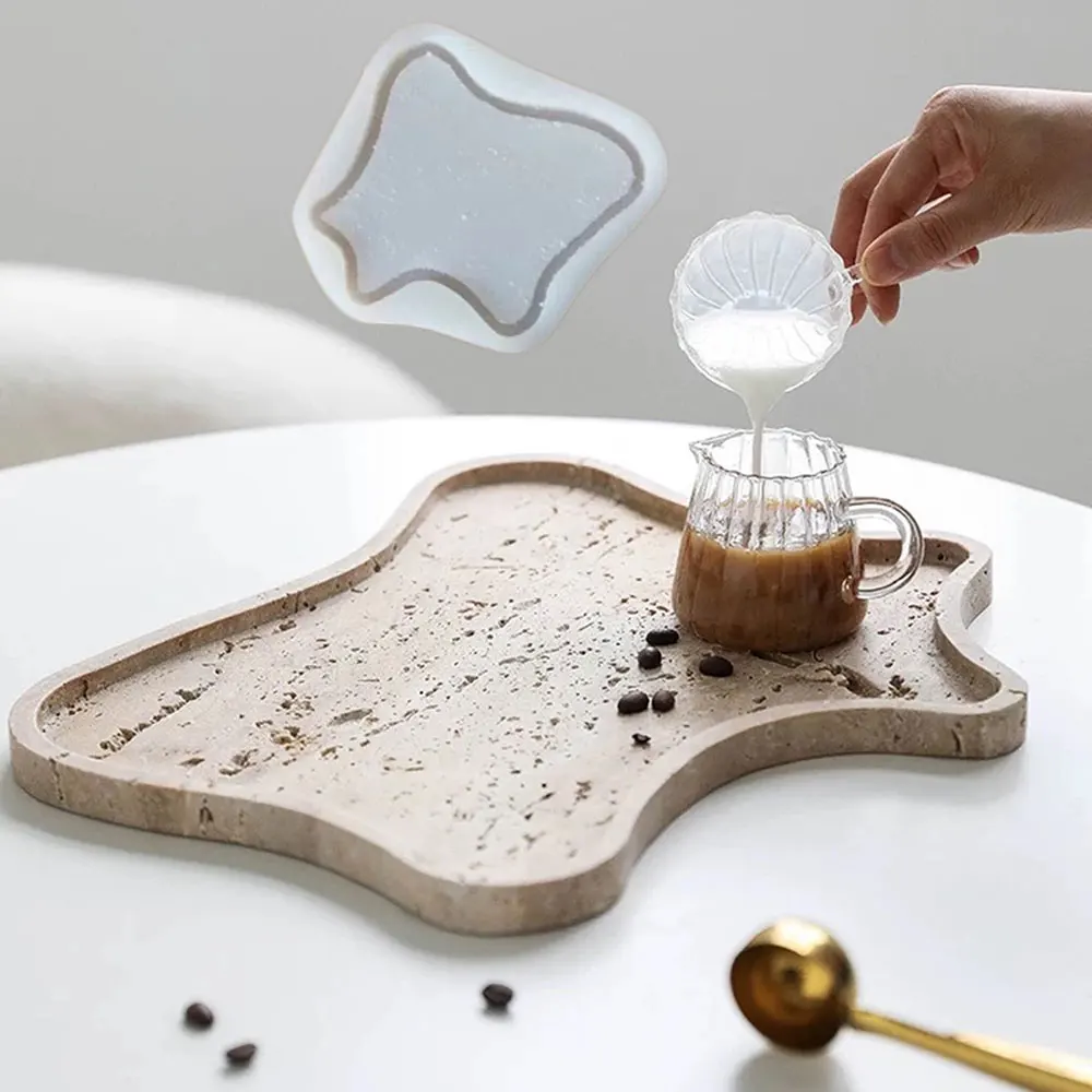 

Irregular Geometric Coaster Tray Mold, Reusable Silicone for Resin Concrete Gypsum Catchall Tray ,Desk Organizer,Boho Home Decor