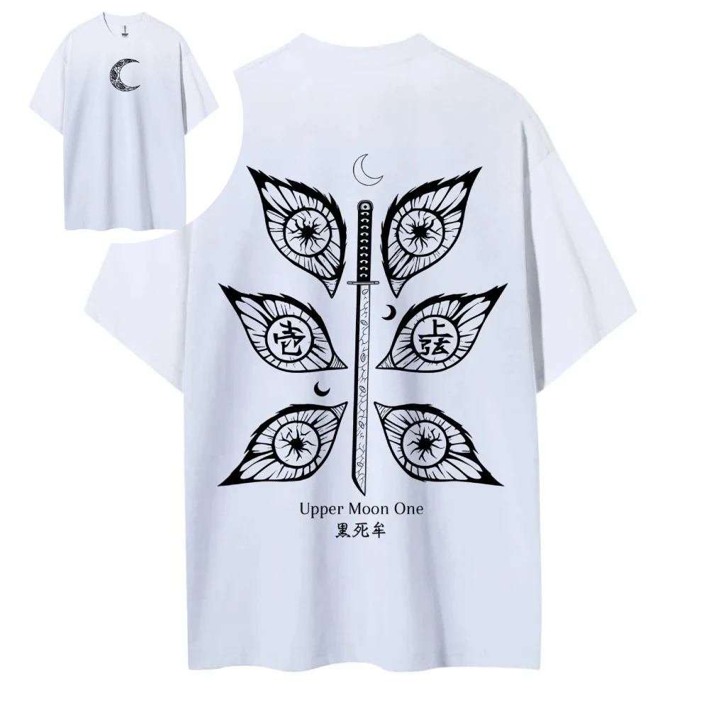 كيميتسو نو يابا كوكوشيبو تي شيرت الرجال خمر غسلها القطن قصير الأكمام بلايز 2025 الصيف أنيمي الجرافيك تيز القمر العلوي واحد #2