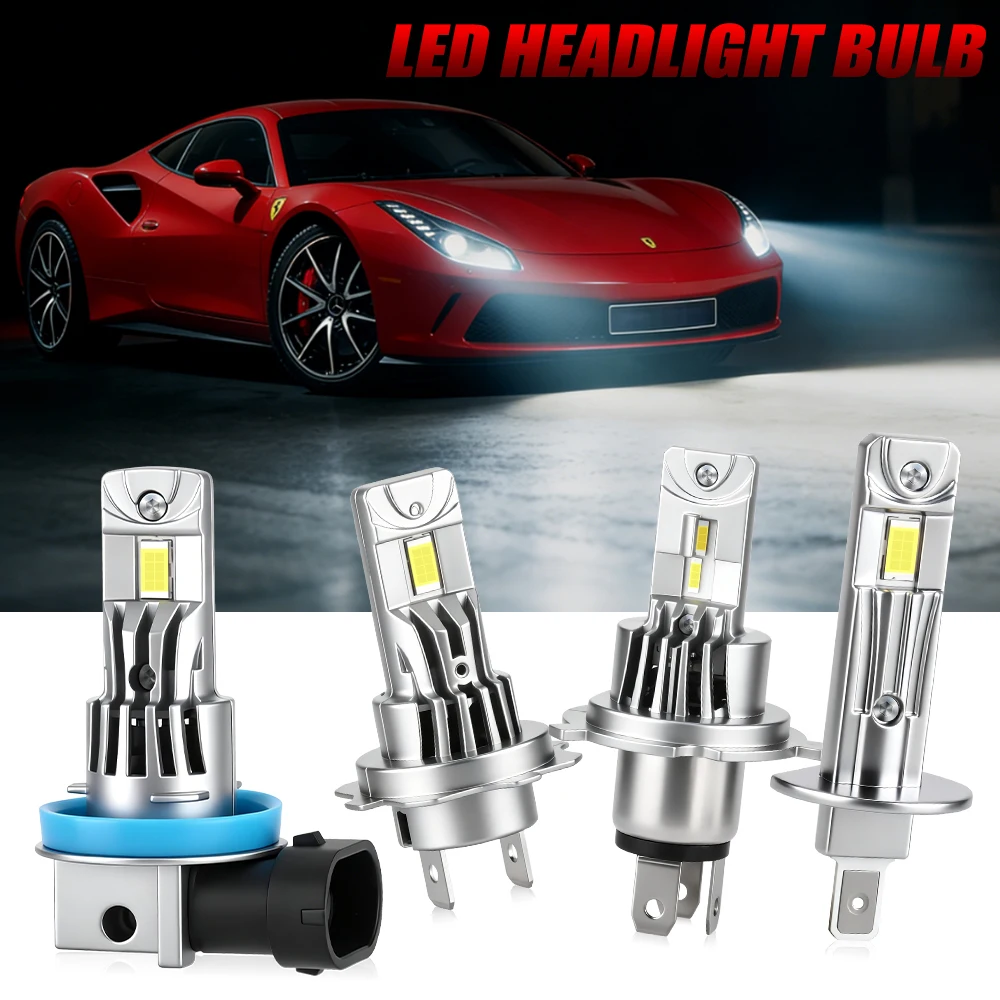 

2 шт. светодиодные лампы H7 Canbus H1 H4 H11 H8 для автомобиля с вентилятором, турбо-лампа 6500K, автомобильные светодиодные противотуманные фары, Plug&Play, 12В