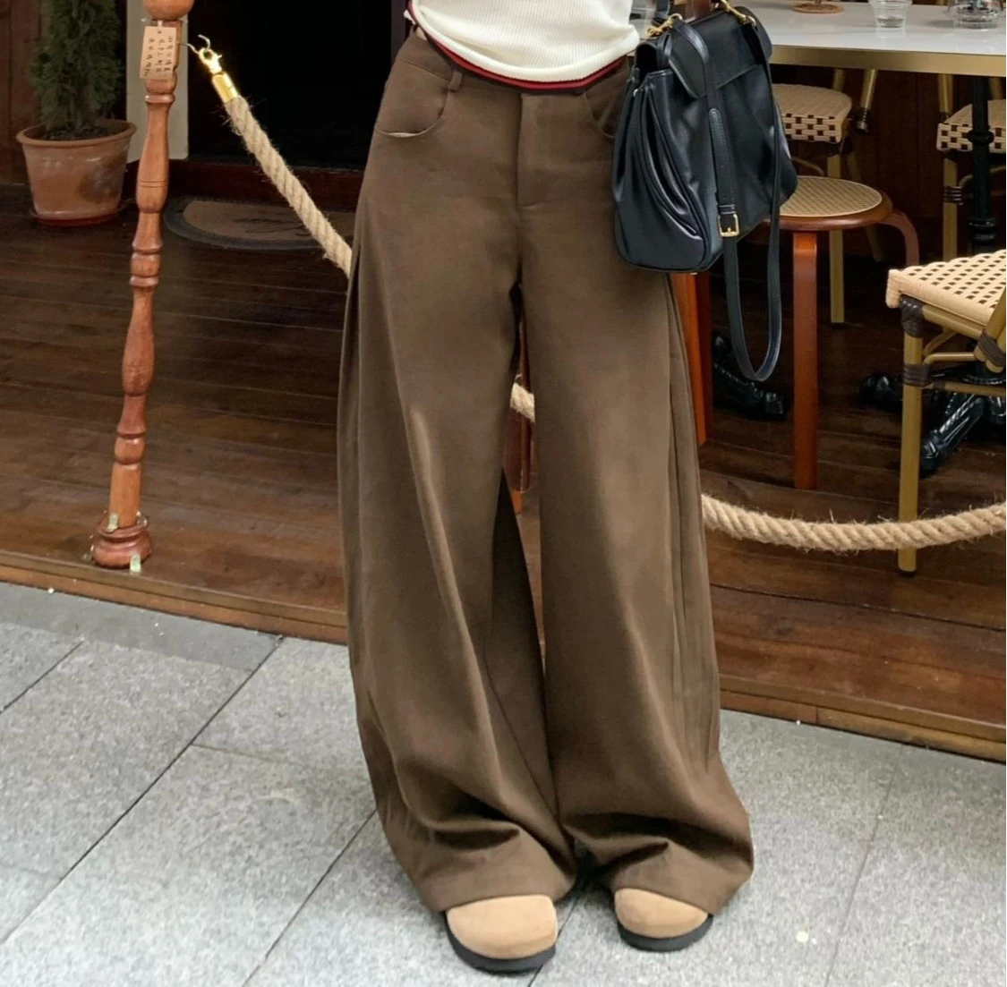 

2025 Autumn Versatile Wide Leg Loose Slimming Casual Pants Solid Color Fashion