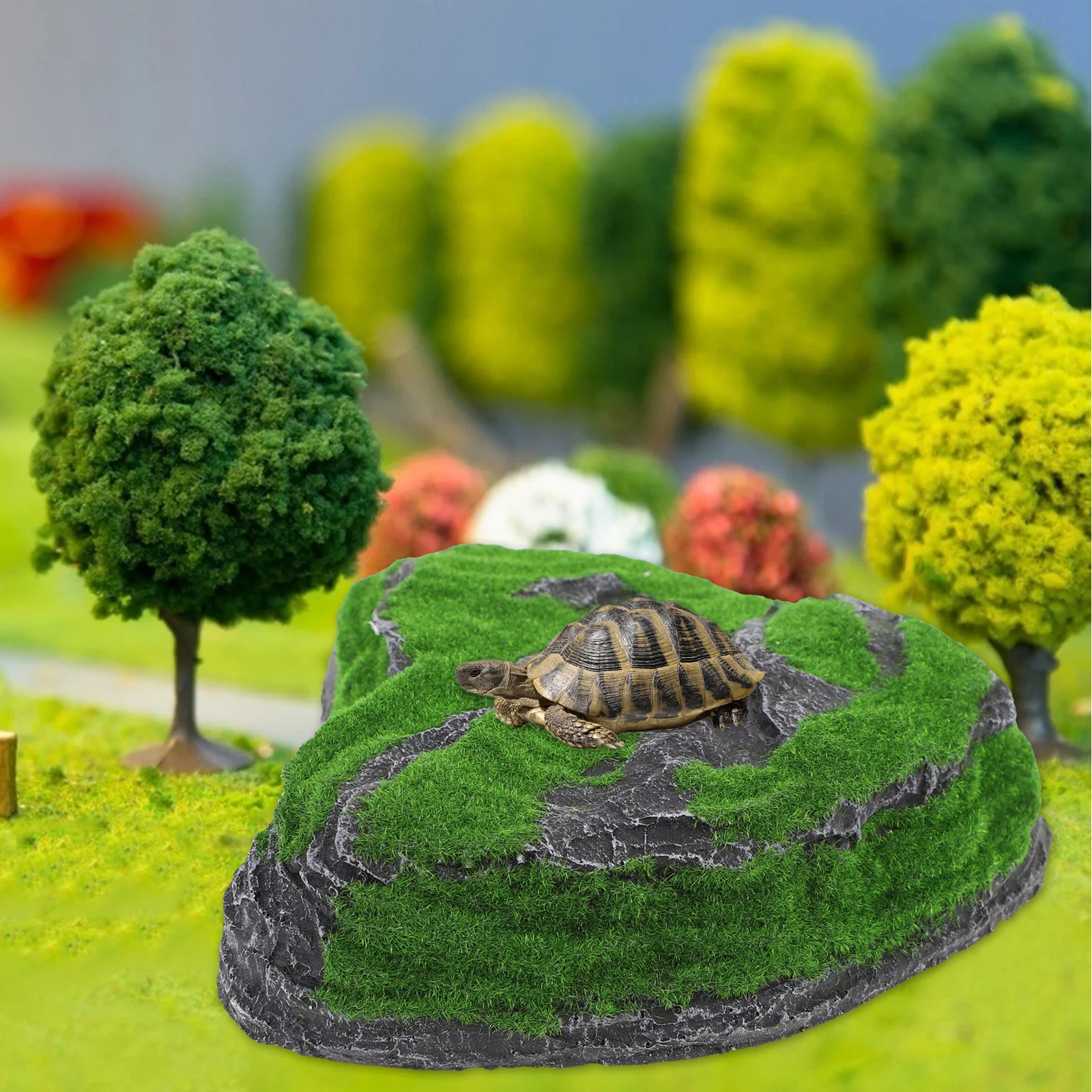 منصة الفرح السلحفاة الراتنج خزان الديكور السلحفاة الملحقات ملعب الزواحف دائم متعدد الوظائف محاكاة حية #5