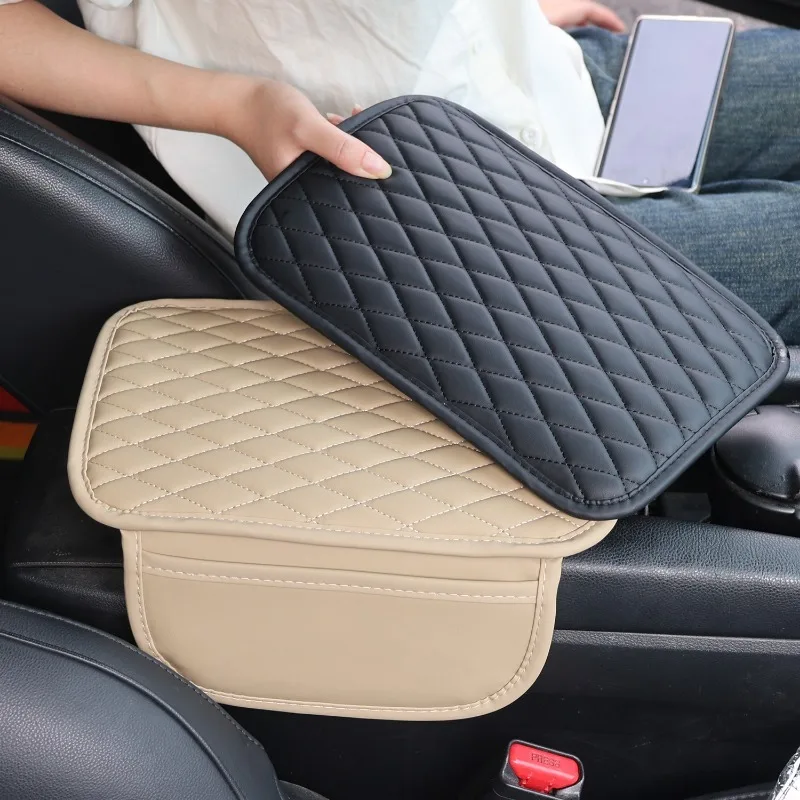 Boîte de rangement multifonctionnelle pour accoudoir de voiture, housse de protection en polymères, coussin avec poche, console centrale, support de coude en polymères