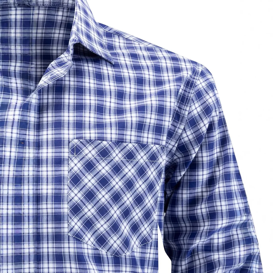 Camicia da uomo scozzese con risvolto multicolore casual da lavoro
