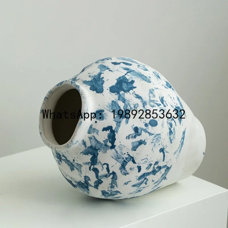 Chinese-style Retro Ceramic Bottle Flower Vase Flower Arrangement Accessories Hand-painted Earthenware Jar Home Decoration