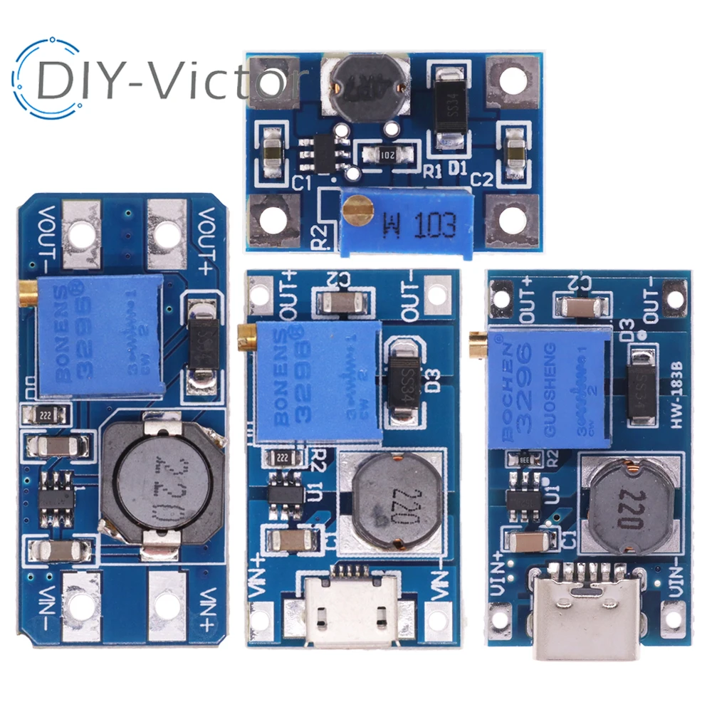 1/5PC MT3608 DC-DC Adjustable Step Up Converter Boost Module 2A Boost Plate  with MICRO USB 2V-24V for arduino