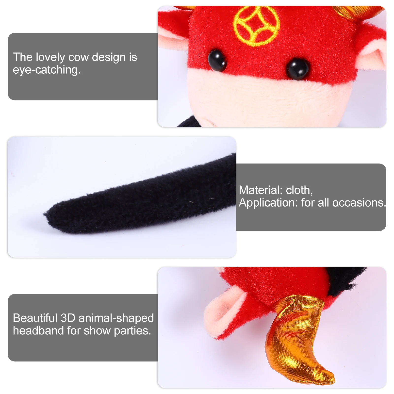 

1 pc Copper Cow Hairband 3D Animal Headband Creative Ox Headdress For Kids Adults Party Photo Accessory Hair Band New Year