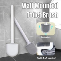1pcs Wall Hanging Long Handle Toilet Brush Silicone Cleaning Brush Durable Easy To Clean Suitable For Bathroom Toilet Cleaning