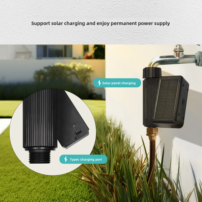 MOES Tuya Smart WiFi صمام مياه الري مع التطبيق التحكم عن بعد الموقت بالطاقة الشمسية مقياس التدفق