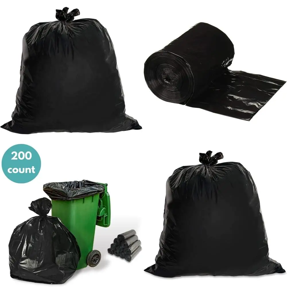 

Мешки для мусора черные, сверхпрочные, 40-45 галлонов, 200 штук, 1 мил, идеально подходят для коммерческих кухонь, складов, офисов и уборки помещений.