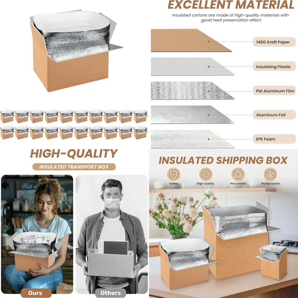 

Изолированные транспортировочные коробки с маслостойким покрытием, многоразовые пенопластовые термоконтейнеры для холодных или замороженных продуктов, 12x10x7 дюймов