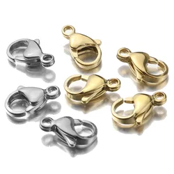 Aiovlo 10pcs/lot Stainless Steel Lobster Clasp Hooks Jewelry Findings for DIY Making Materials Necklace Bracelet Chain