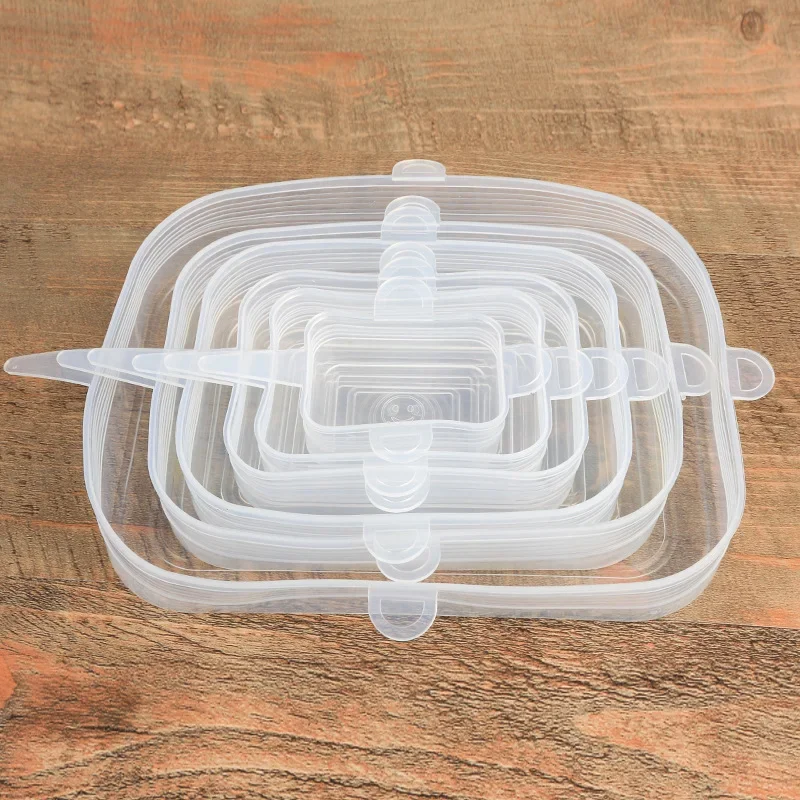 6pcs Silicone Stretch Lids Universal Lid Silicone Bowl Pot Lid Silicone Cover Pan Cooking Food Fresh Cover Microwave Cover