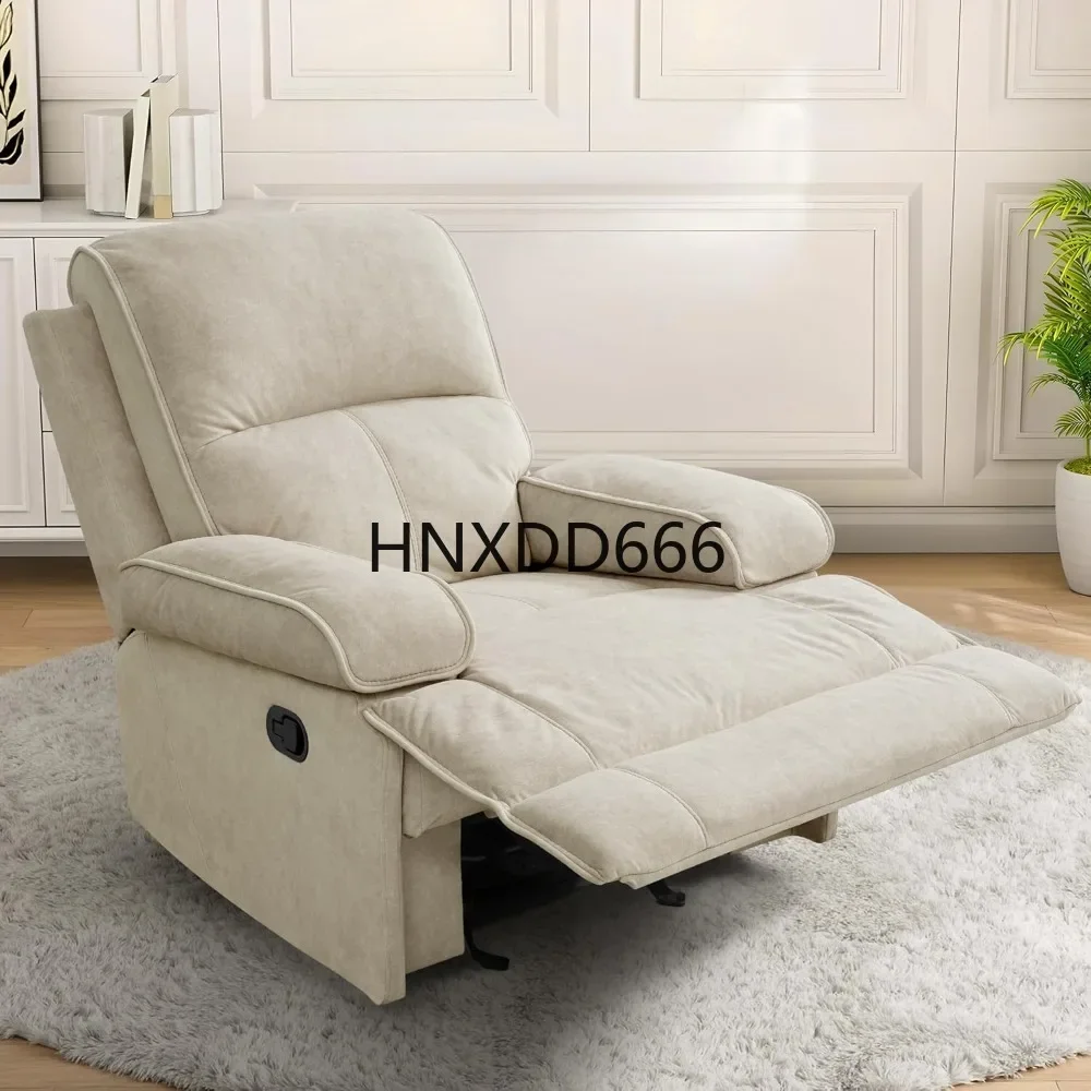 Oversized Recliner Glider Chair with Extra Wide Footrest for, Beige, Chaise Lounge