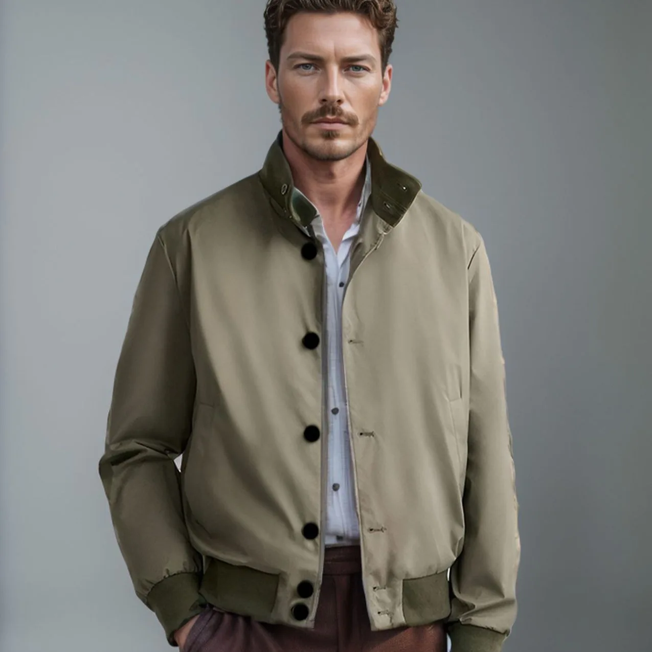 

Мужская повседневная модная однобортная однобортная свободная куртка с воротником-стойкой, новая мода, мужские пальто с длинными рукавами в американском стиле, топы