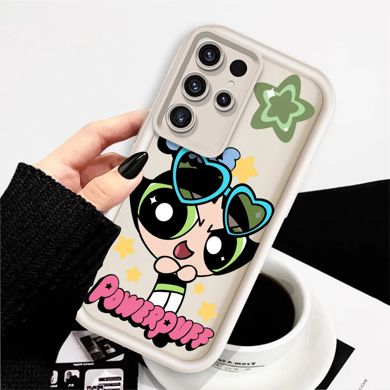 Cute P-Powerpuffs G-Girls For Samsung Note 20 S24 S23 S22 S21 S20 Ultra Plus FE A25 A23 A22 A15 A31 5G Eye Ladder Back