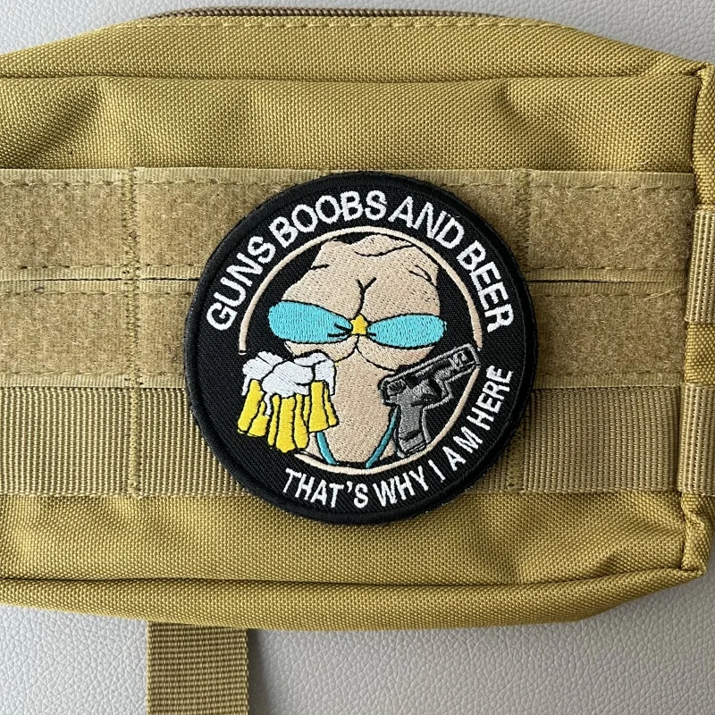 

Beer Weapon Beauty Embroidery Patches Hook & Loop DIY Tactical Sticker Morale Badge Decoration for Clothing and Backpack