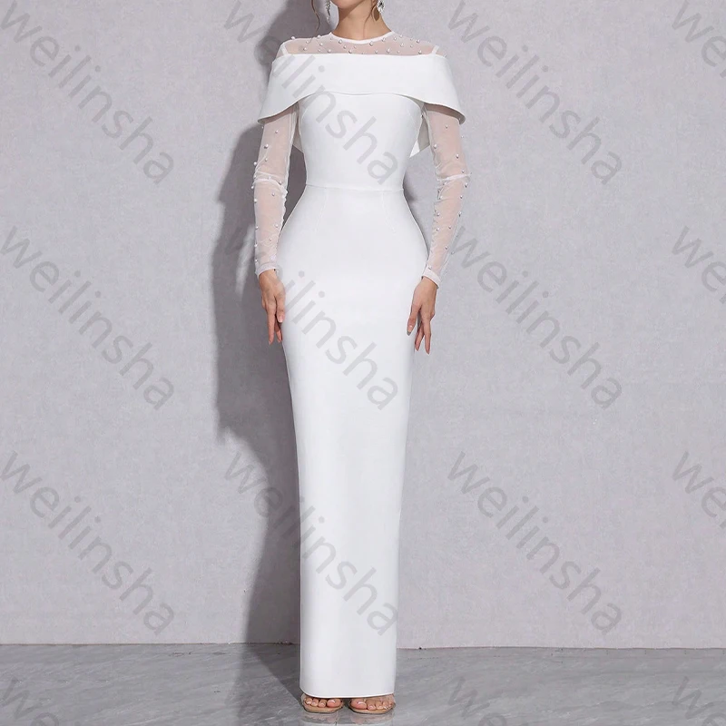 

Элегантные вечерние платья с круглым вырезом и длинными рукавами, сексуальное платье знаменитостей, изысканные платья высокого качества для выпускного вечера для женщин по индивидуальному заказу