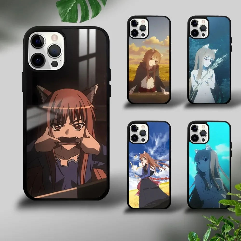 

S-Spice and Wolf Anime Phone Case For iPhone 16 15 14 13 12 11 Pro Xs Max Mini Plus Celulares Hard Funda