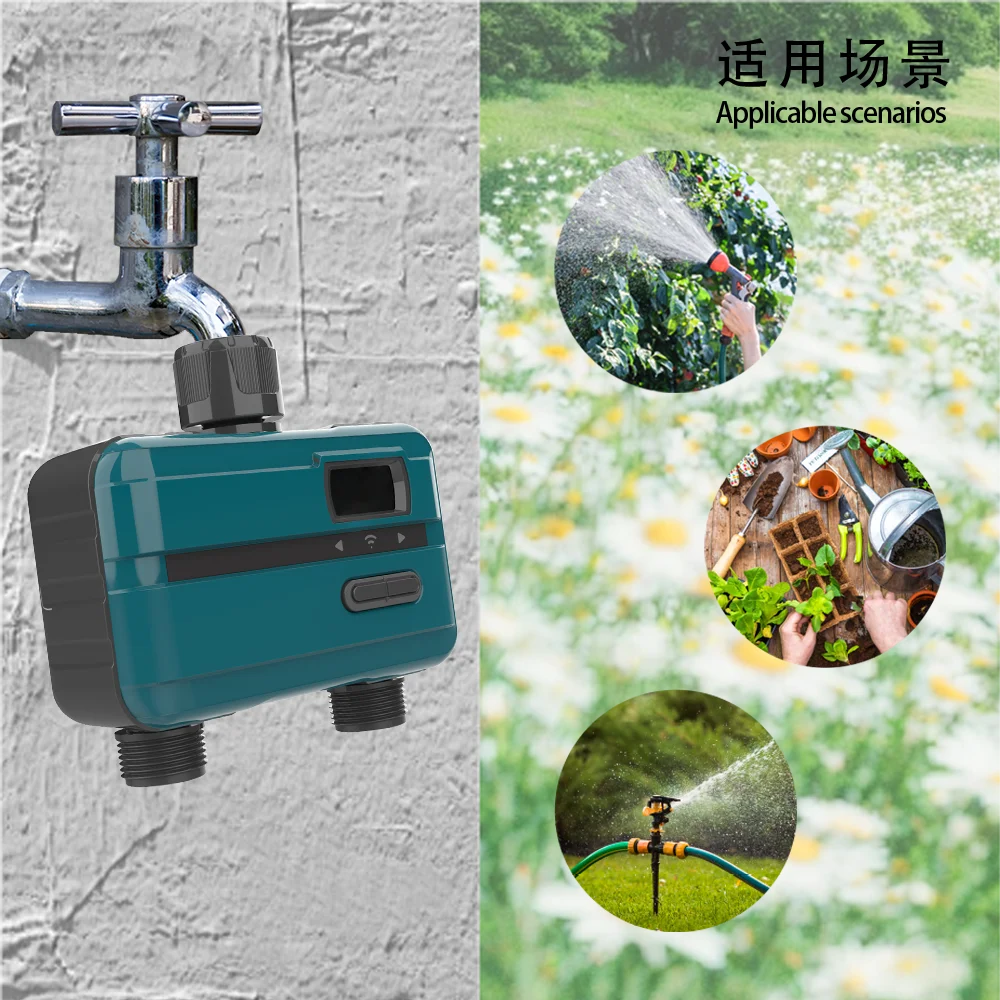 2 منفذ مؤقت مياه لخرطوم الحديقة، مؤقت الري للري في الهواء الطلق، تأخير المطر/دليل/وحدة تحكم أوتوماتيكية مدخل نحاسي