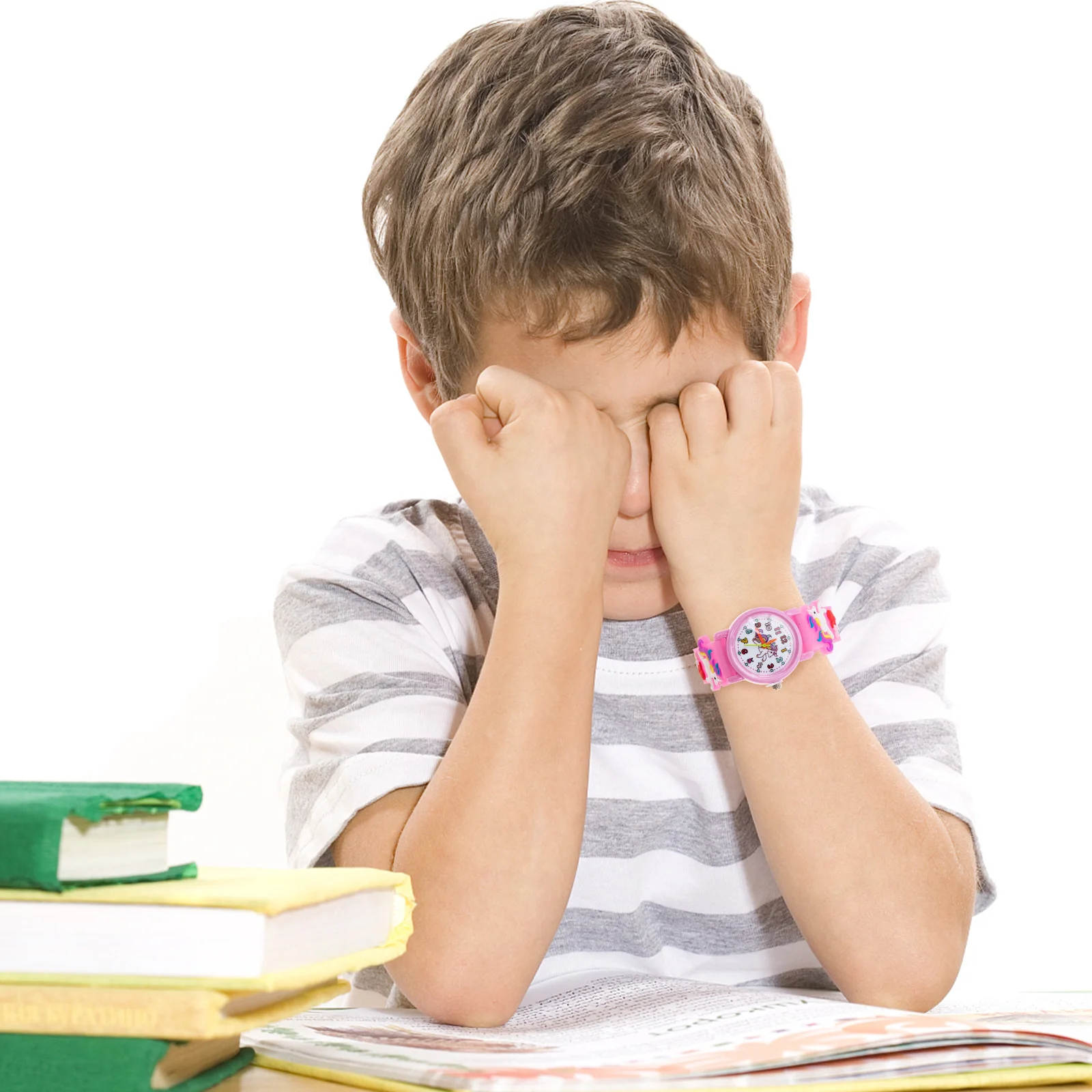 ساعة الطالب الكرتونية الرقمية ساعة اليد خفيفة الوزن قابلة للتعديل مقاوم للماء تصميم يونيكورن هدية جميلة ل #2