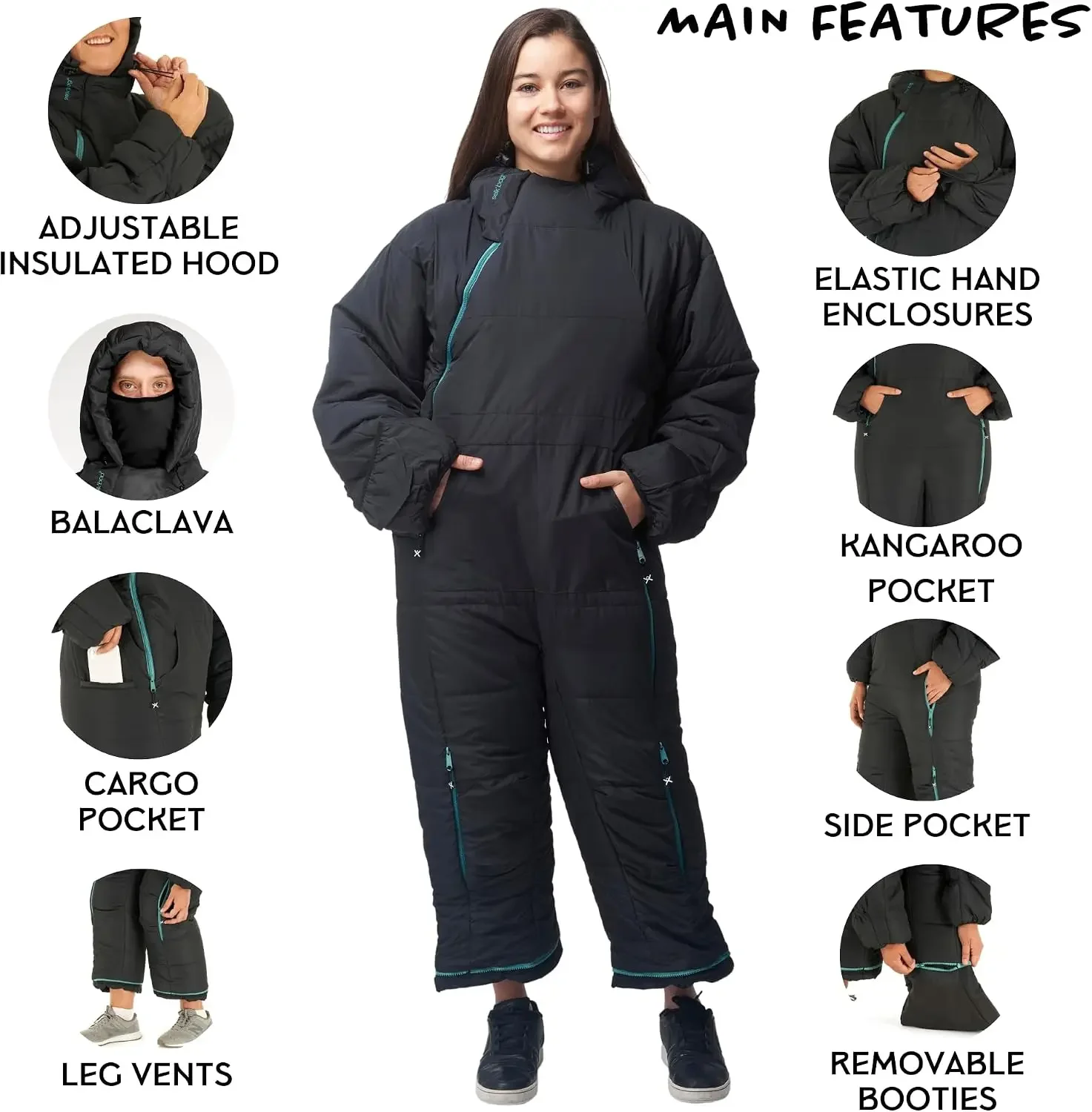 Original Wearable Sleeping Bag - Outdoor & Indoor Sleeping Bags - Sleeping Bag Suit - Temp Rating 35 to 44 Degrees F