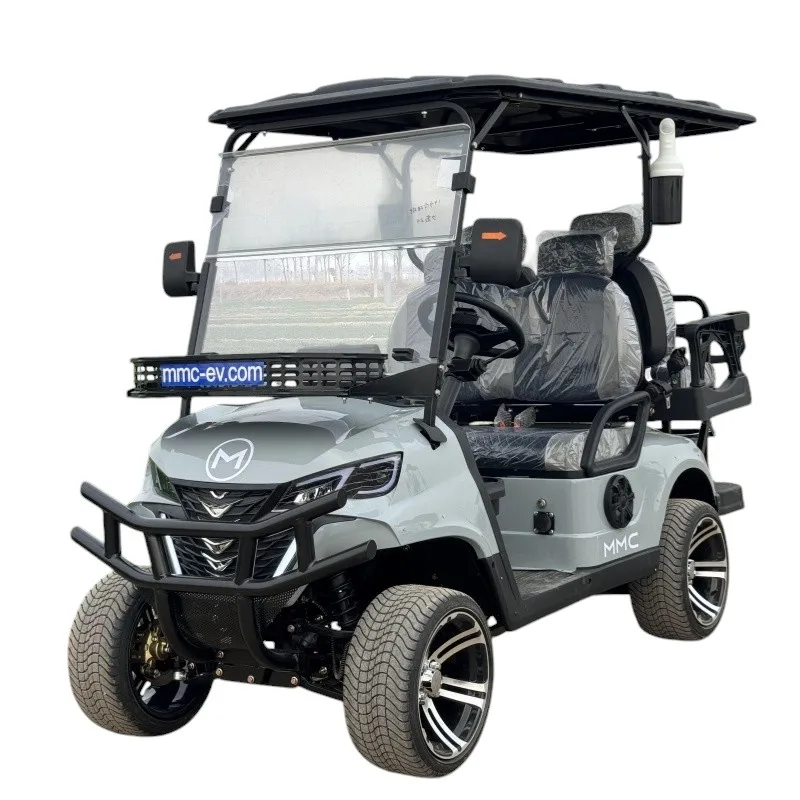 2 Rows 4 Seater Gas or Battery Powered Cart With Roof Light Farm Off Road Golf Car 60V 72V Lithium Battery