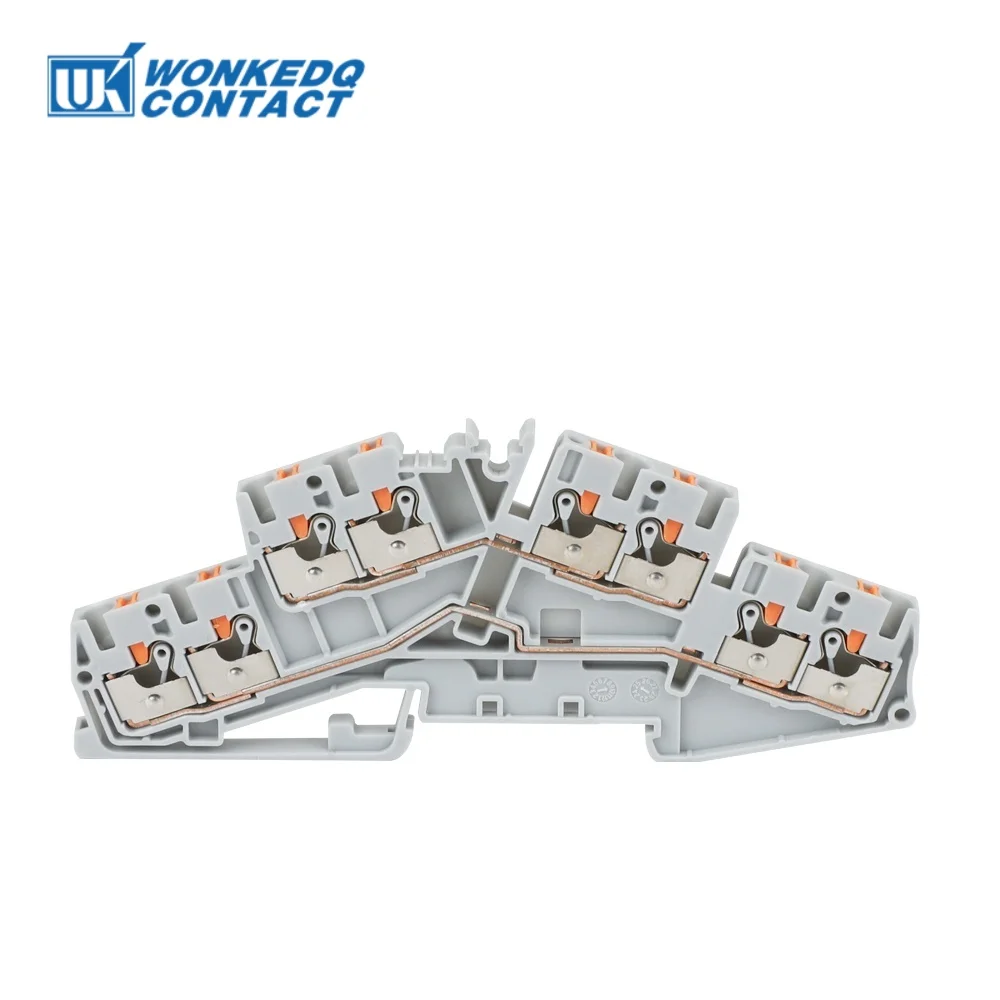 5Pcs PTTBS2.5-QU Side-Entry Double-Level Din Rail Terminal Block Push-in Connection 8 Conductors 2.5mm² Connector PTTBS 2.5-QU