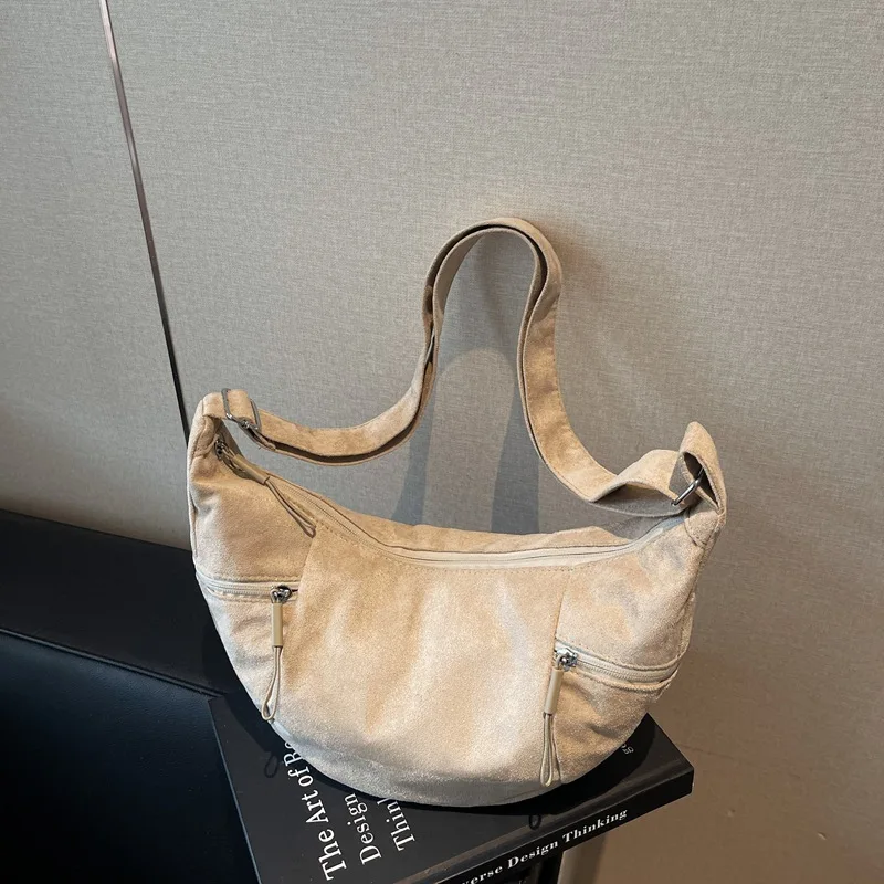 

New Women Commuter Hobo Bag Comfortable and Versatile Texture Crossbody Shoulder Bag Large Capacity Suede Leather Storage Bags
