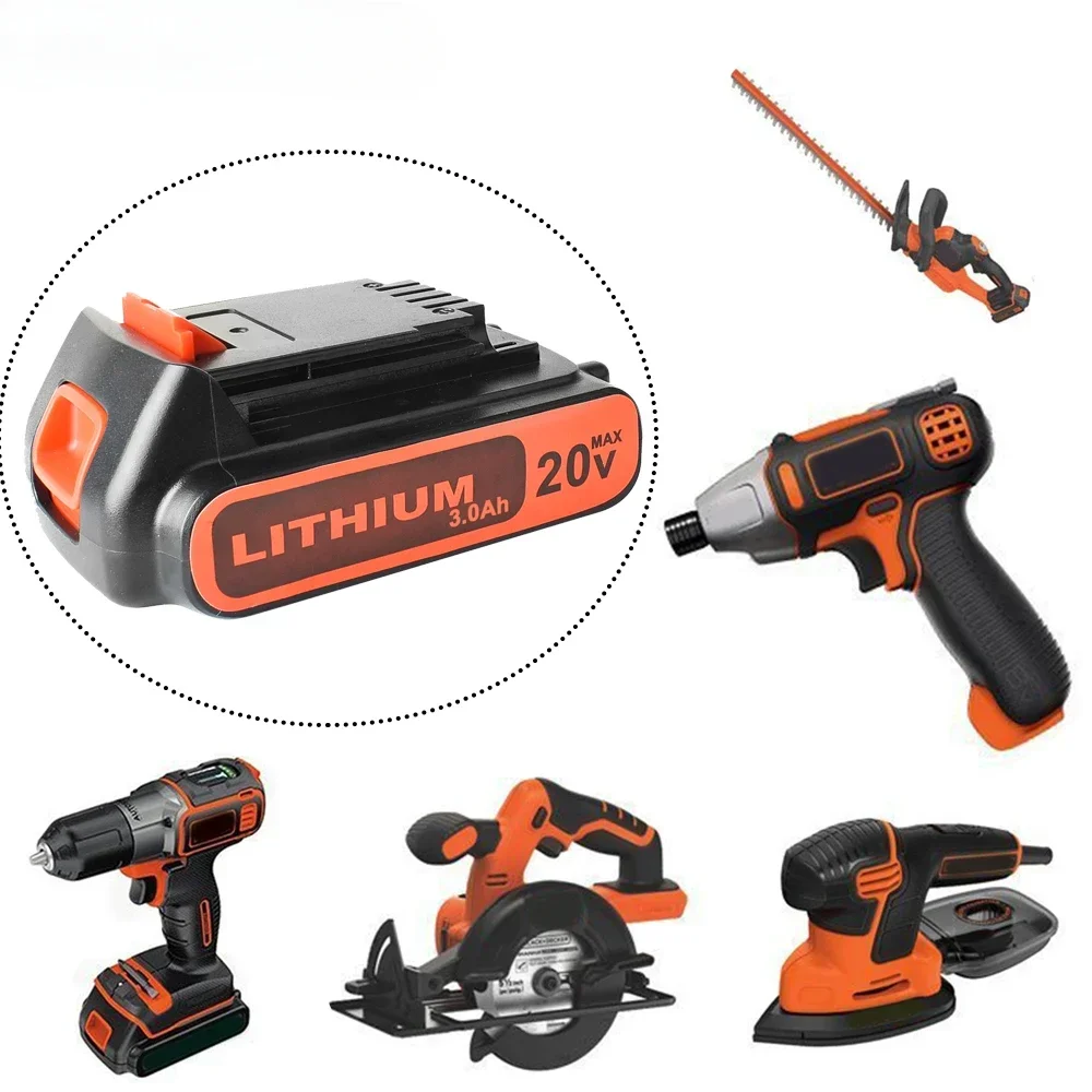 Akumulator 18V/20V 3000mAh litowo-jonowy bateria zastępcza do baterii elektronarzędzi BLACK & DECKER LB20 LBX20 LBXR20