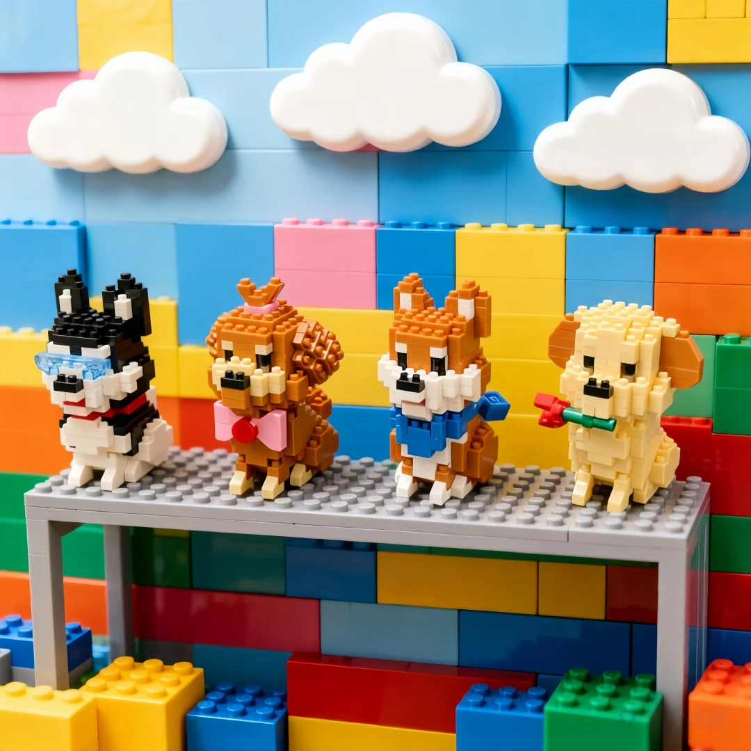 Super Mini Dogs Bulldog Husky Schnauzer Teddy Micro Building Block Toy-Small Ornament,Desk Decor,Holiday Birthday Gift for Teens
