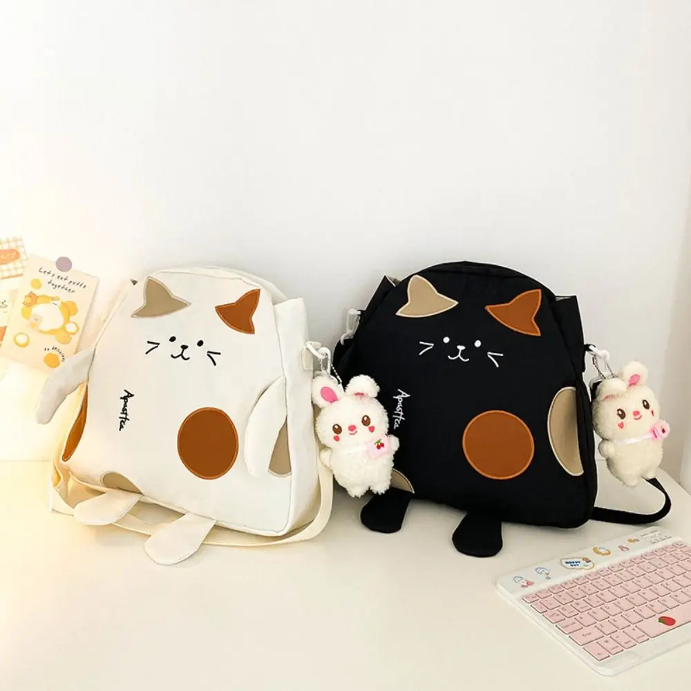 Cute Cat Shape Crossbody Bag Kawaii Ladies Nylon Messenger Bag Large Capacity School Shoulder Bag for Teenage Girls Handbags