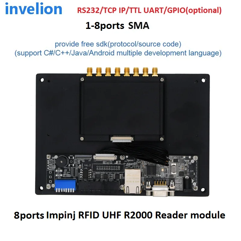 16 ports impinj r2000 uhf rfid reader module with development board ethernet/rs232 serial warehouse shelf asset inventory