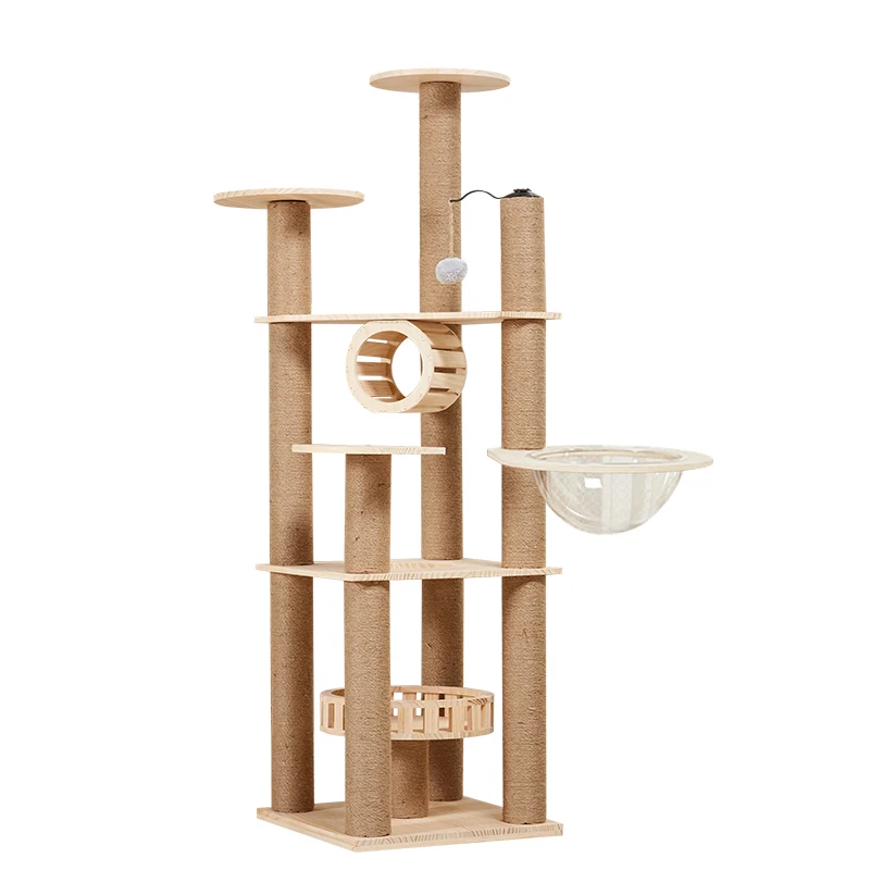 

Wholesale High Quality Solid Wood Cat Hammock Wall acrylic clear bowl cat bed Mounted Cat Tree Wall Climbing Frame