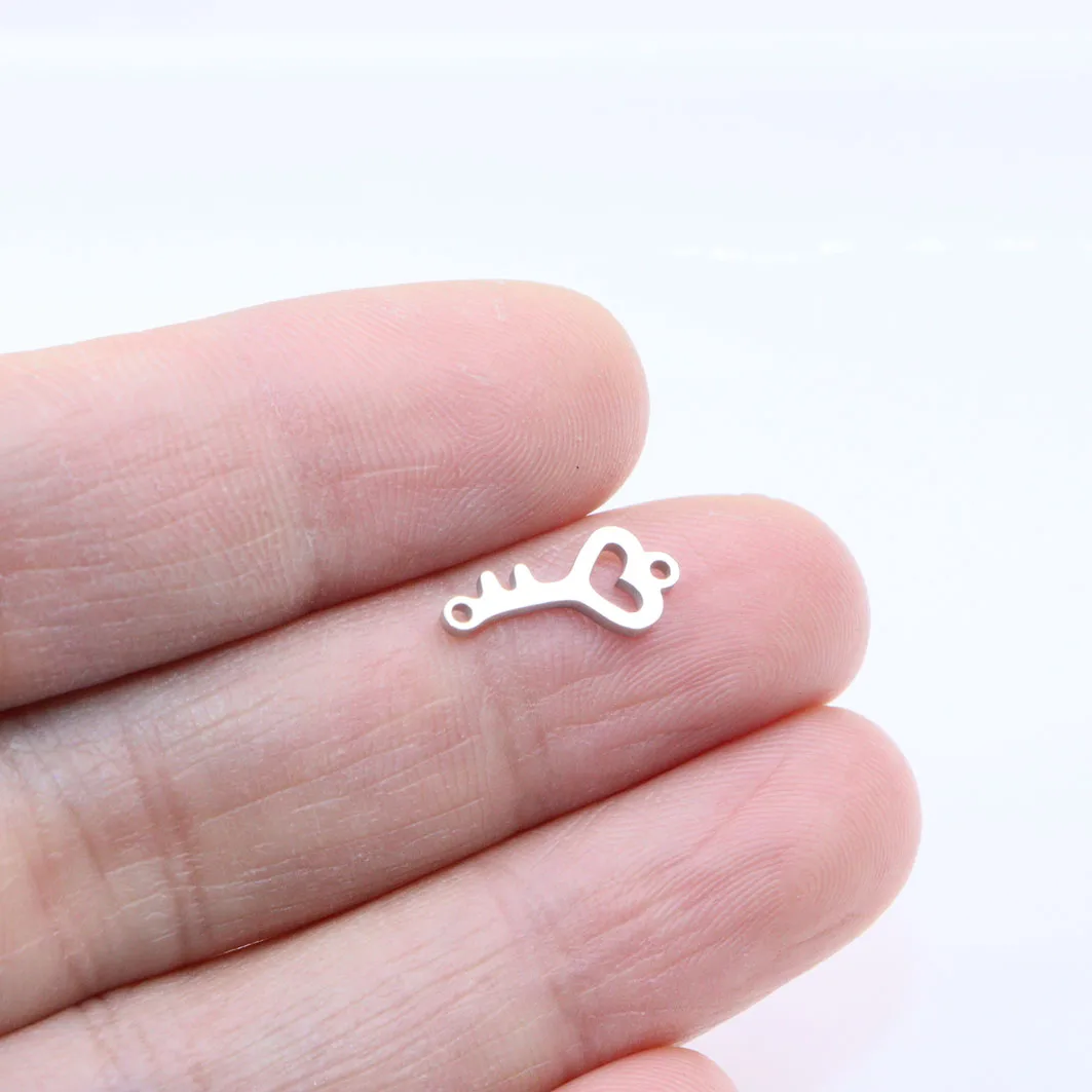 10pcs 10mm Stainless Steel Lovely Polished Connector Bracelet Charms Pendant DIY Handcraft Waterproof Antiallergic Vacuum Plate