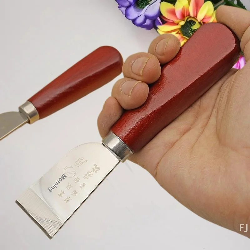 

[YU]Leather Skiving Knife Cutting Knife With Wooden Handle Leather Skiver For DIY Leathercraft Working Tool