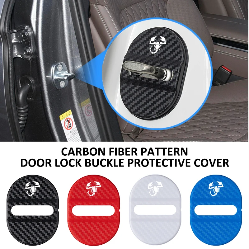 4 stücke Carbon Faser Auto Türschloss Schnalle Schutz Abdeckung Für Abarth FIAT 500 FR Doblo Siena Stilo Tipo UNO Ducato