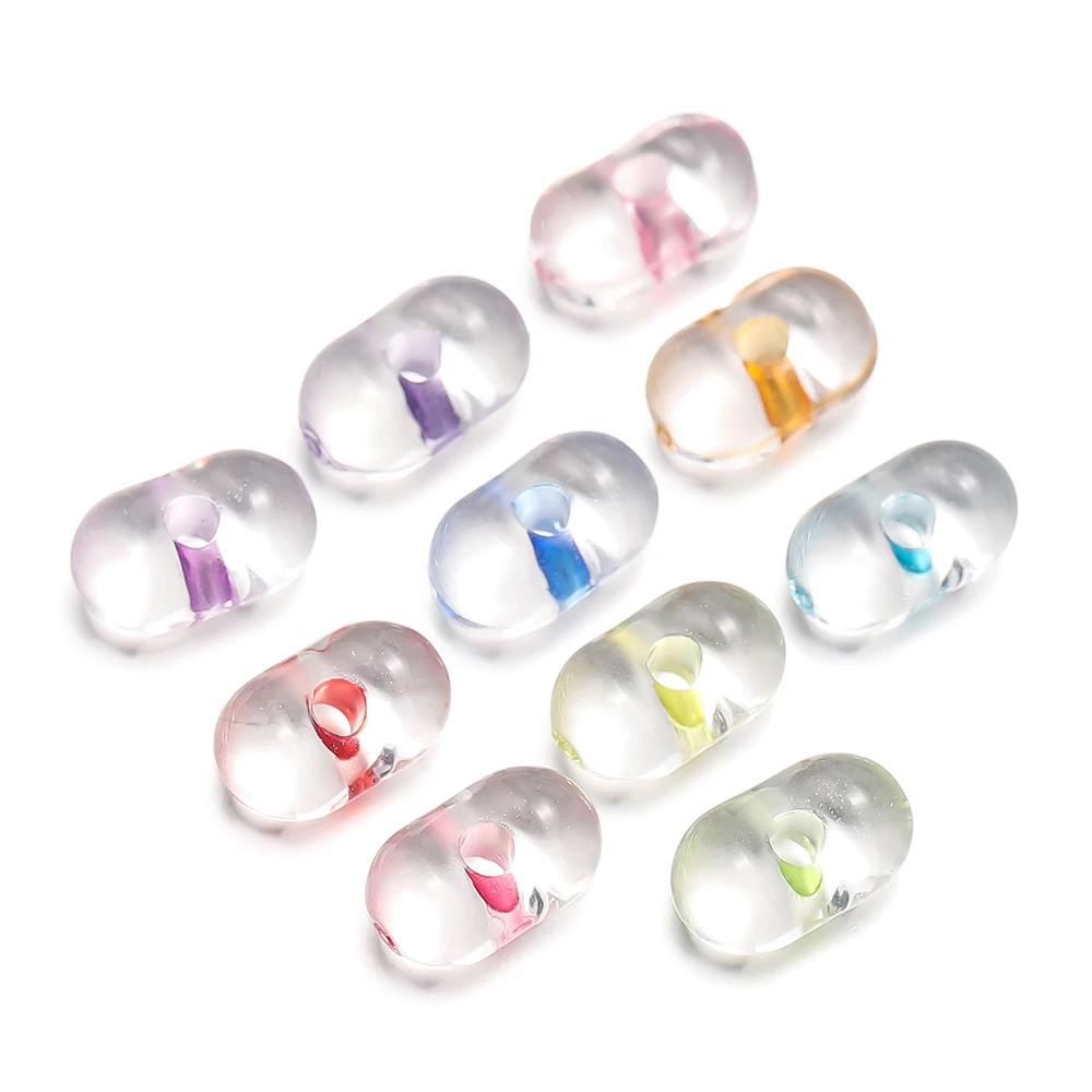 

100Pcs 4x6mm Inner colored Peanut Beads Acrylic Beads Loose Beads for Bracelet Necklace Crafts