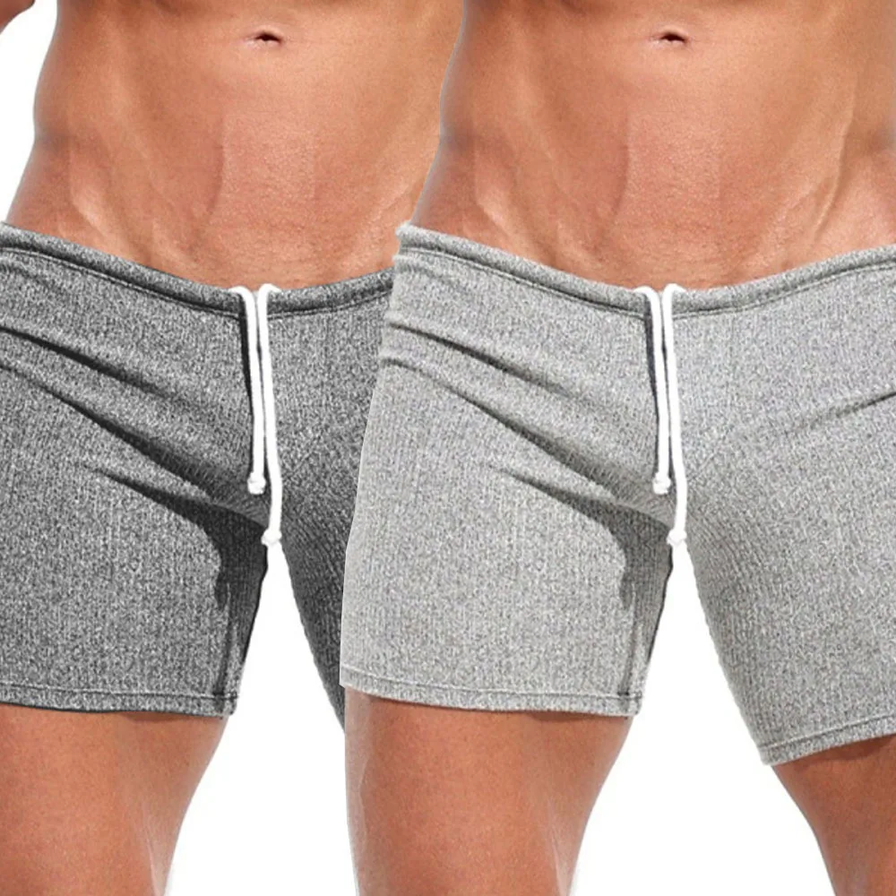 Men's Shorts Summer Causal Breathable Drawstring Short Pants Solid Color Swimwear Running Sports Surffing Seaside Resort Shorts