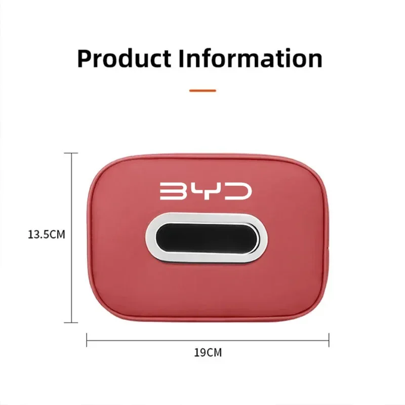 Car Tissue Box PU Leather Storage Holder for BYD Song Plus Han Tang Dolphin Seal Atto 3 Auto Sun Visor Headrest Car Accessories