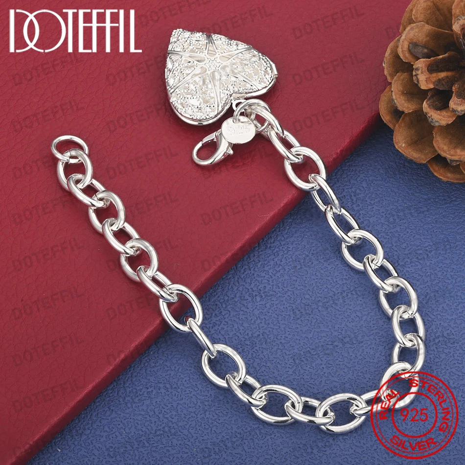 925 Sterling Silver  Exquisite Heart-Shaped Bracelet for Women, Wedding Gift, Party Jewelry Accessories
