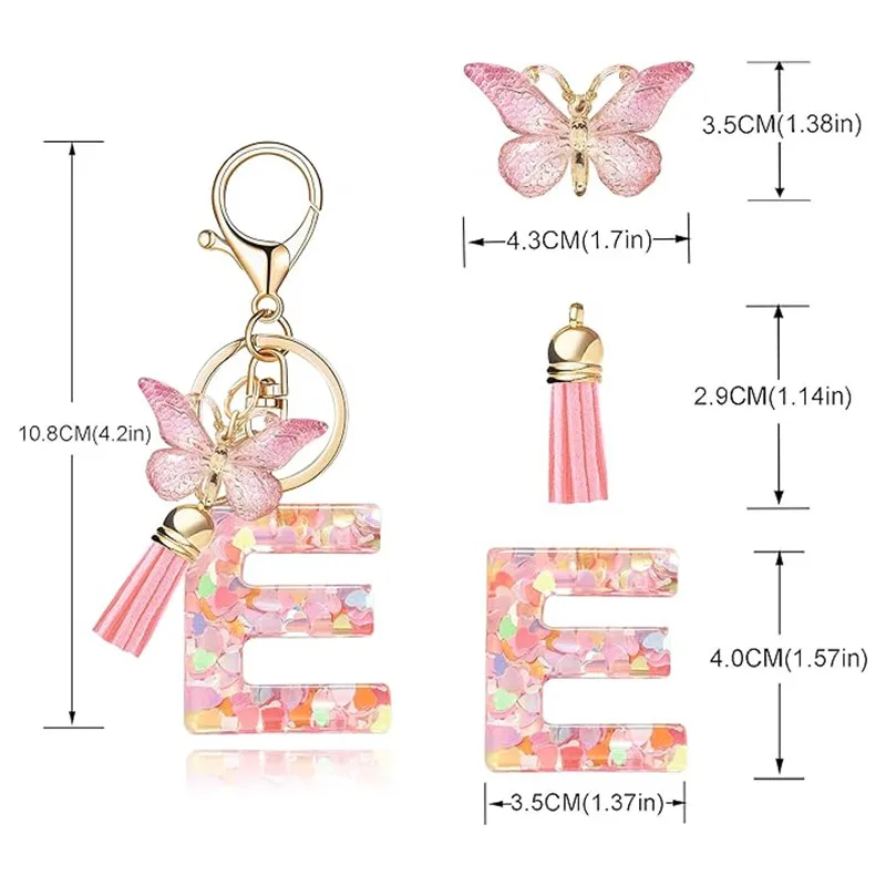 Letter Keychain Pink Key Ring Love Backpack Pendant Gift