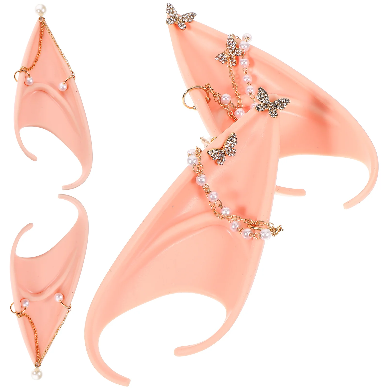 

2pcs Pearl Decor Fairy Costume Lightweight Halloween Carnival Party Accessory Elf Prop Simulation For Women Masquerade Cosplay