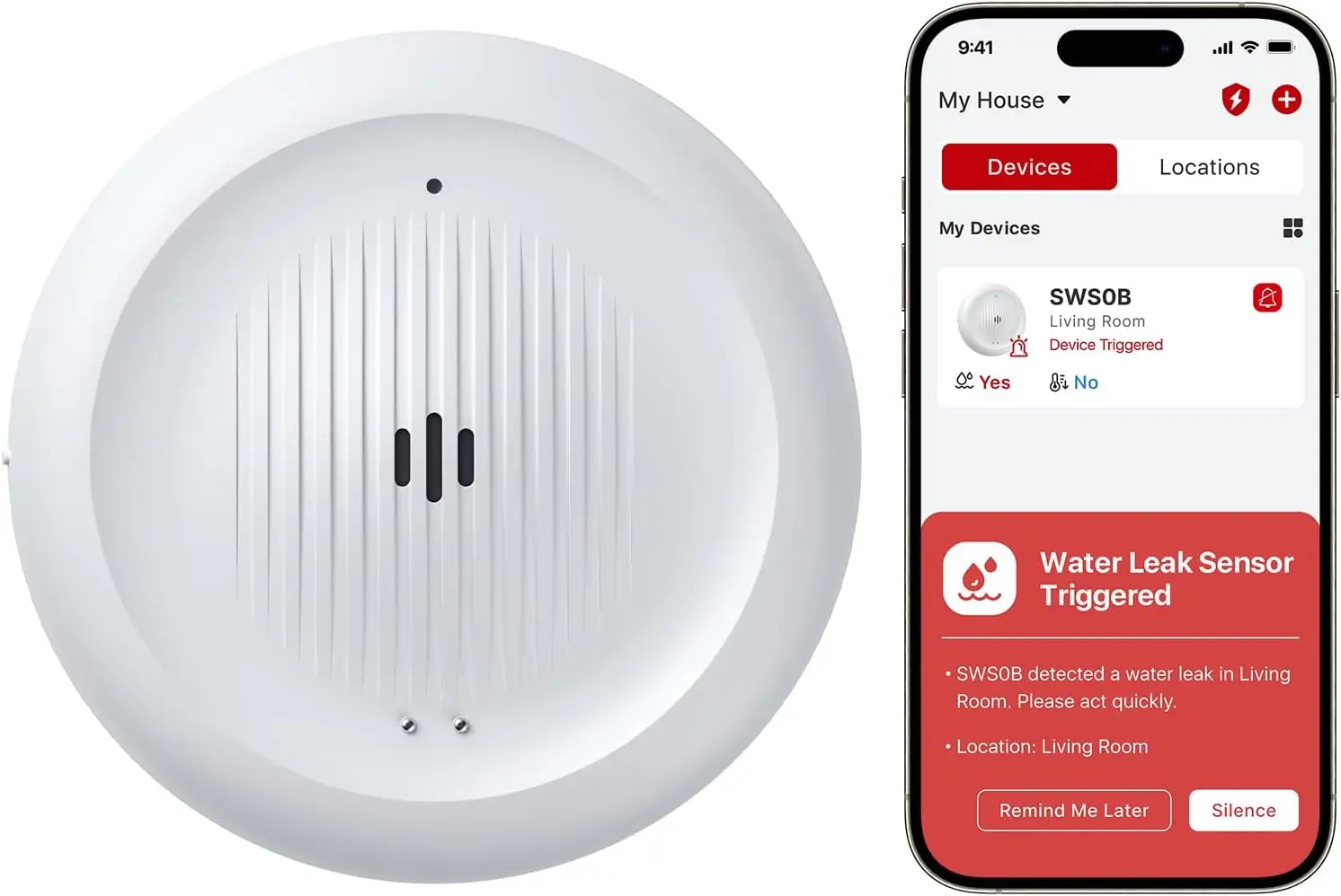 

Smart Wi-Fi Water Leak & Low-Temperature Sensor with App Alerts for Home, Kitchen, Basement Protection