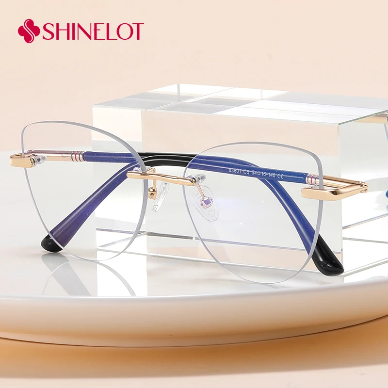 

83601 Versatile Style Women Cat Eye Eyeglasses Frame Frameless Eyewear Rimless Glasses Classic Transatlantic Style