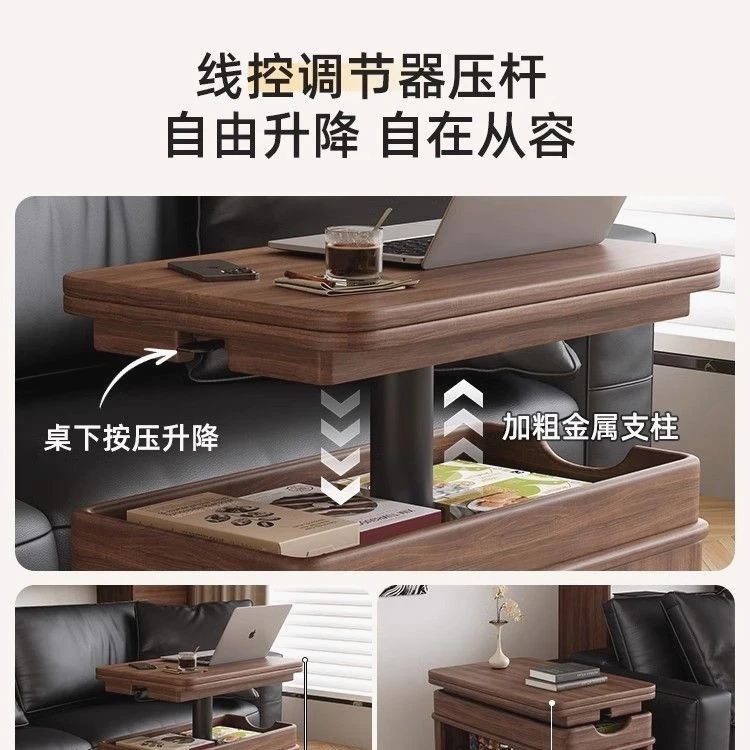 

Мобильный журнальный столик из североамериканского черного ореха, подъемный и складной, для небольшой квартиры, гостиной из цельного дерева