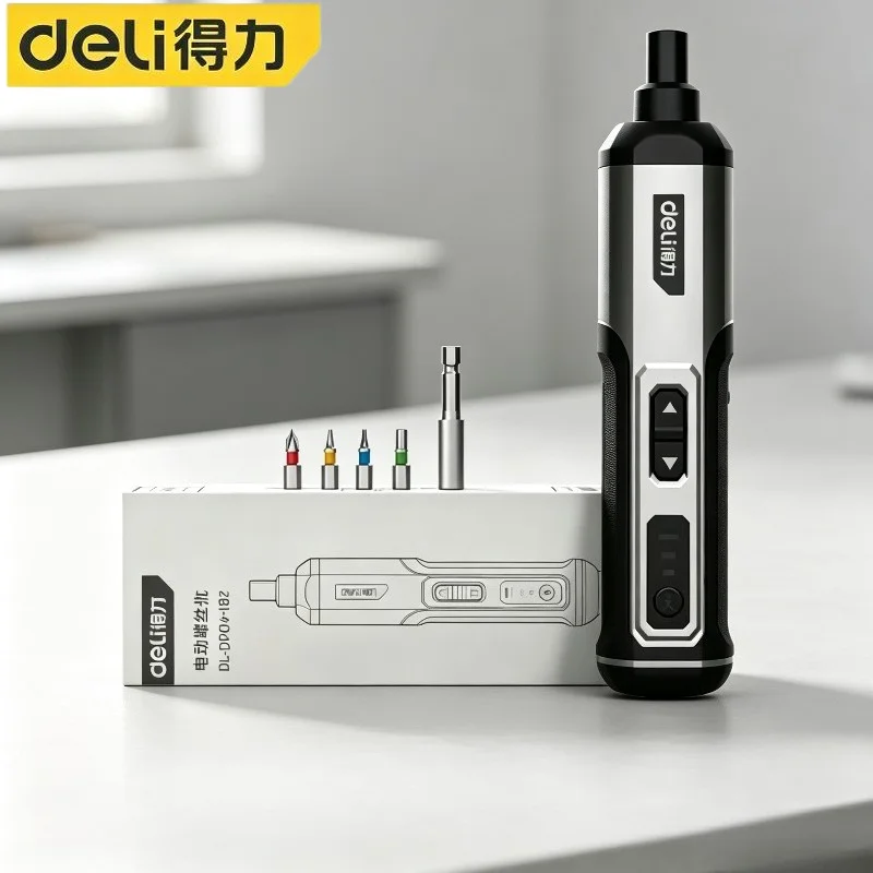 DELI 4V Cordless Electric Screwdriver 3 Speed Adjustment 2000mAh Battery Power Tool for Home Repair and Furniture Installation