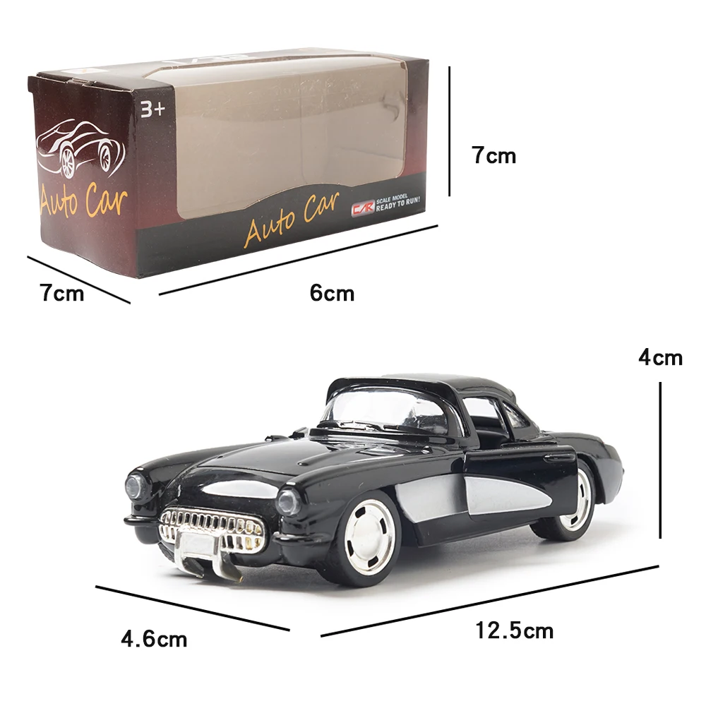 1:32 Alloy Diecast Chevy Corvette C1 1957 Vintage Car Model Pull Back Car Miniature Vehicle Replica For Collection Gift for Kid