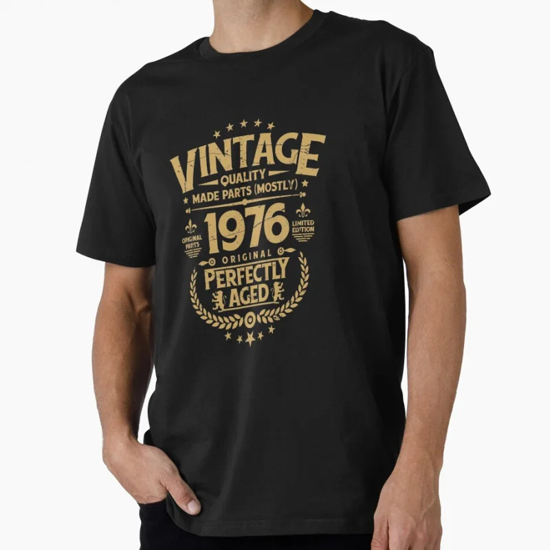 

Vintage Born in 1976 50th Birthday Gift T Shirt for men 100% cotton print 50 years Of Being Awesome clothes All size S-6XL Tops