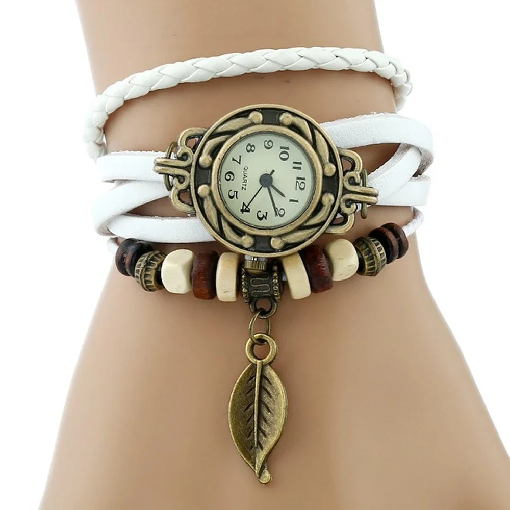 Relojes de vestir elegantes para mujer, relojes de pulsera Vintage, banda Leatcher, esfera pequeña, reloj de cuarzo femenino