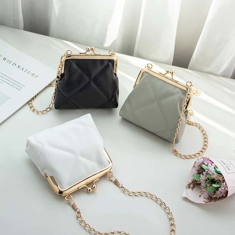 Fashion Single Shoulder Bag Diamond Lattice Embroidery Messenger Bag For Women Female Keys Coin Purse PU Mini Handbag